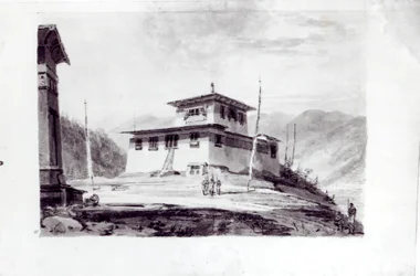 La résidence de Lam Glassa-too, aquarelle de Samuel Davies d
